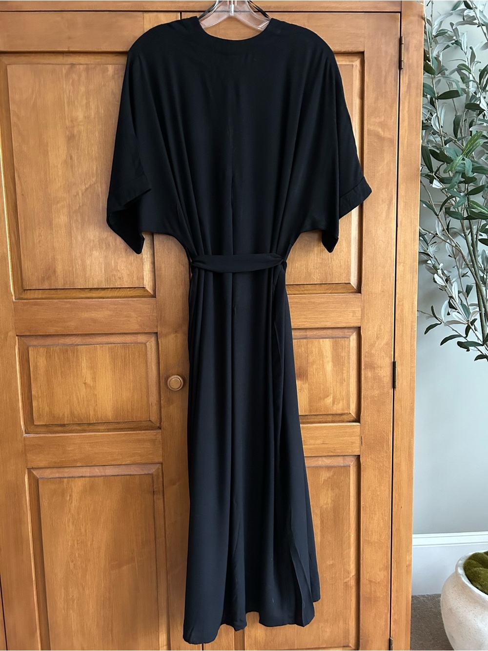H&M black button front  Midi Dress with Waist Tie Size Small - Picture 5 of 6